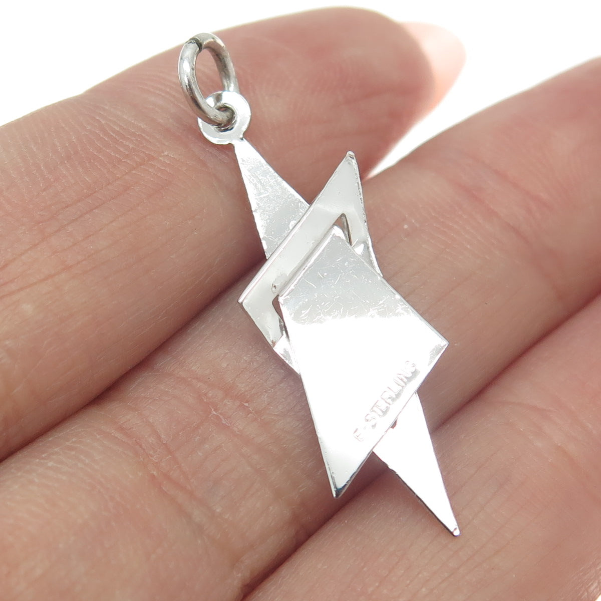 925 Sterling Silver Vintage Chai Judaica Star of David Modernist Pendant