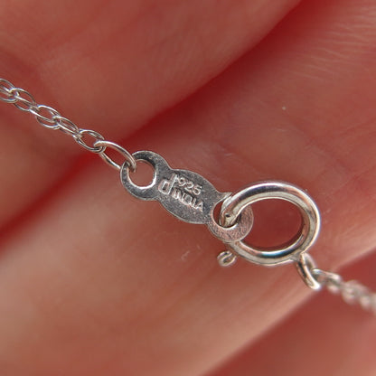 925 Sterling Silver Real Diamond Infinity Pendant Singapore Chain Necklace 18"