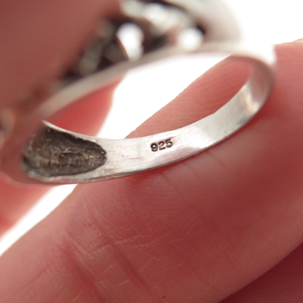 925 Sterling Silver Vintage Woven Oxidized Ring Size 6.25