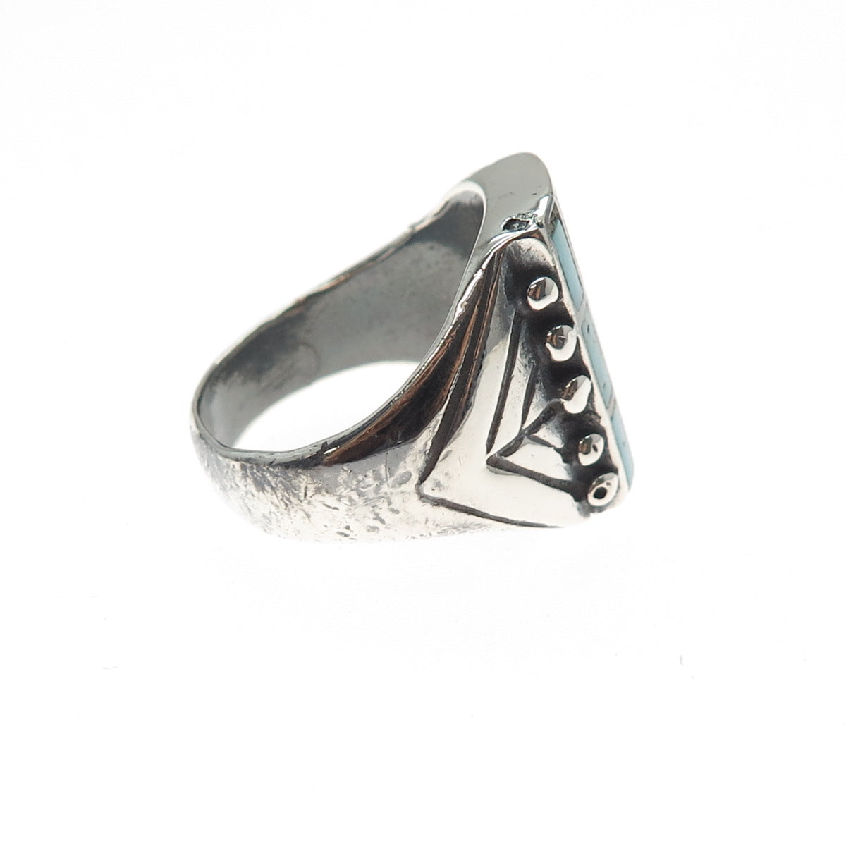 Old Pawn 925 Sterling Silver Vintage Southwestern Turquoise Ring Size 10.75