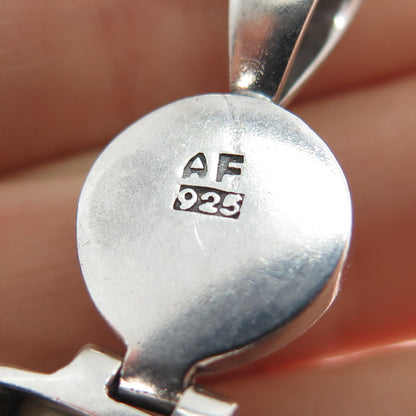 AF DESIGN 925 Sterling Silver Vintage Real Jasper & Pearl Modernist Pendant