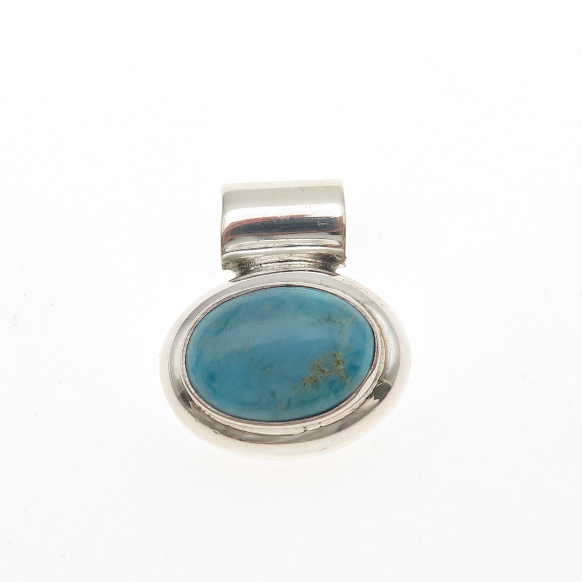 ANNIKA WITT Sterling Silver Vintage Mexico Real Turquoise Slide Charm Pendant