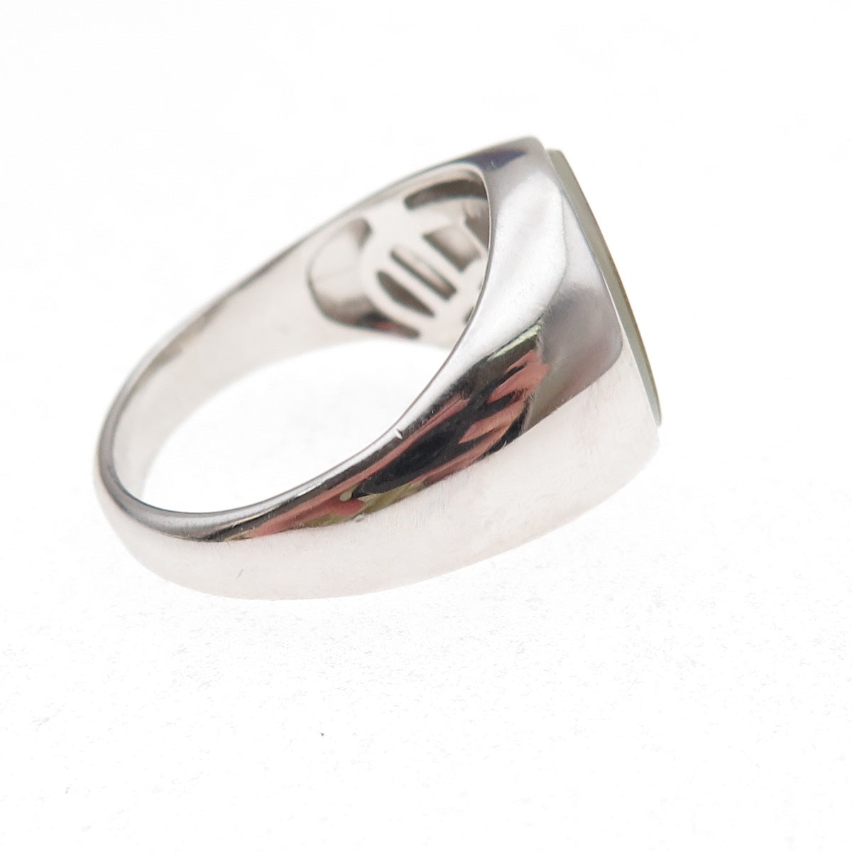 Dasan 925 Sterling Silver Real MOP Cross Signet Ring Size 10.25