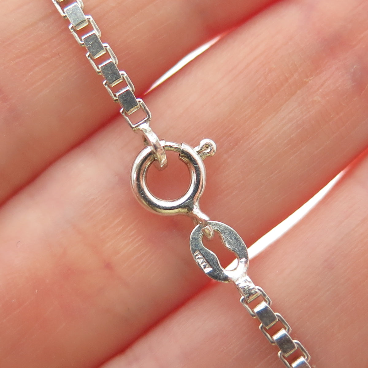 925 Sterling Silver Vintage Italy ID Bar Box Link Bracelet 6.25"