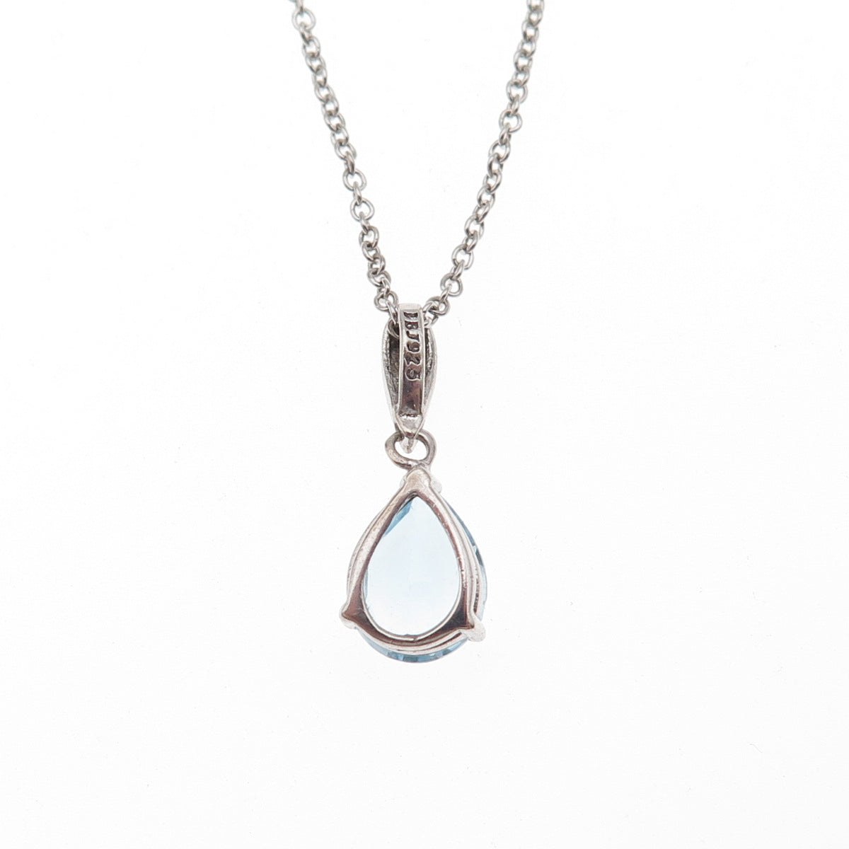 Dee Berkle 925 Sterling Silver Real Blue & White Topaz Cable Chain Necklace 18"