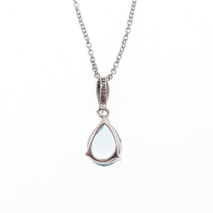 Dee Berkle 925 Sterling Silver Real Blue & White Topaz Cable Chain Necklace 18"