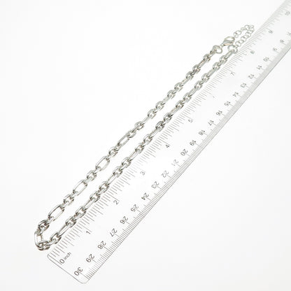 925 Sterling Silver Vintage Oval Figaro Chain Necklace 16-18"