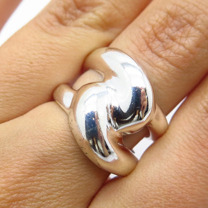 925 Sterling Silver Vintage Wide Crossover Ring Size 6