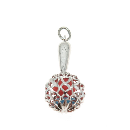 925 Sterling Silver Antique Art Deco Baby Rattle Pendant