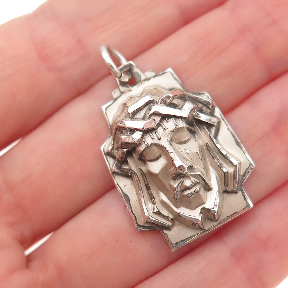 Creed 925 Sterling Silver Vintage Jesus Cross Oxidized Pendant