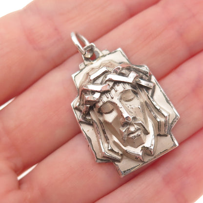 Creed 925 Sterling Silver Vintage Jesus Cross Oxidized Pendant