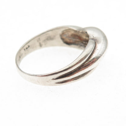 925 Sterling Silver Vintage Modernist Wavy Oxidized Ring Size 7.25
