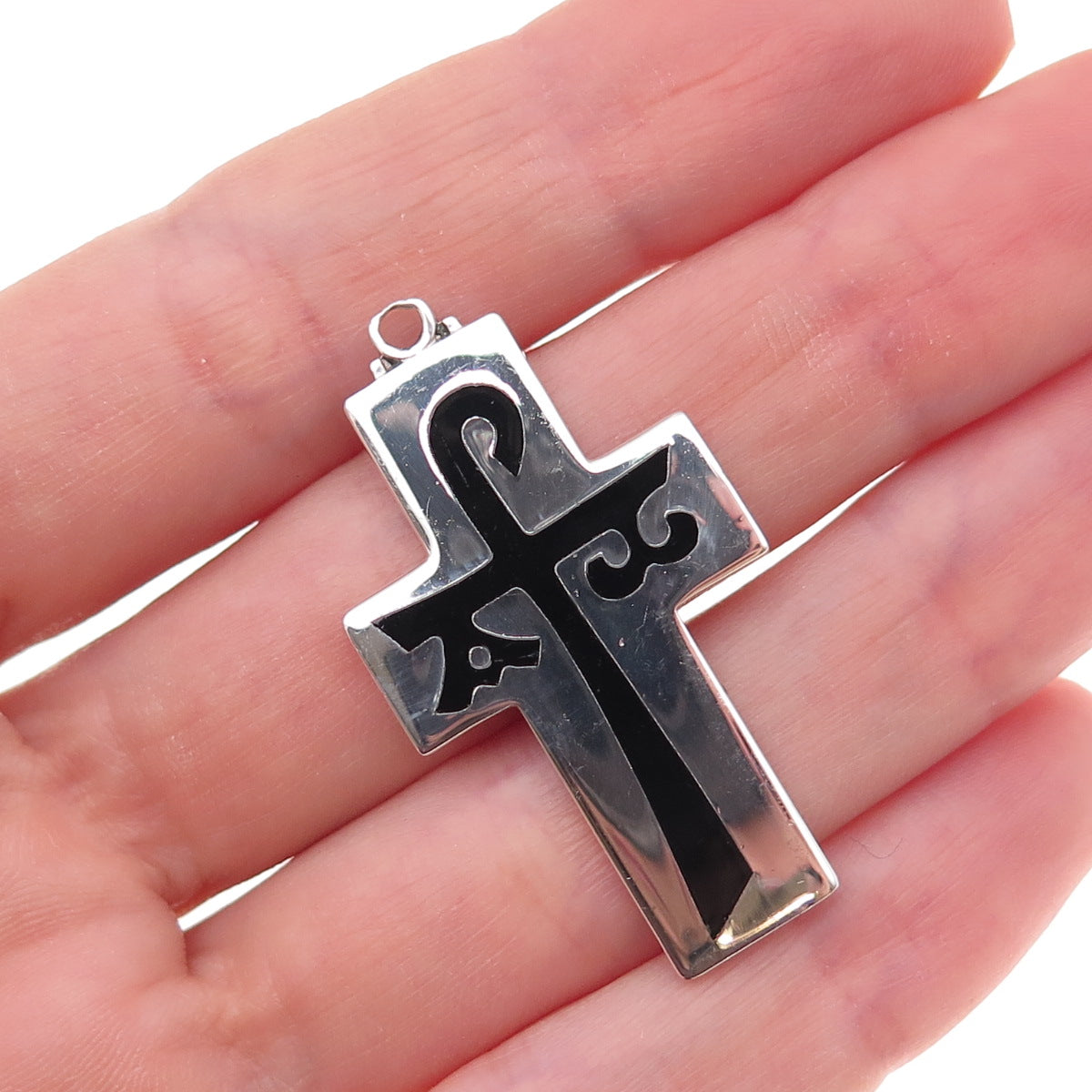 Creed 925 Sterling Silver Vintage Enamel Chi-Rho Cross Charm Pendant