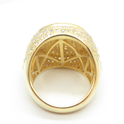 925 Sterling Silver Gold Plated Pave C Z Muslims Allah Religious Ring Size 9.5
