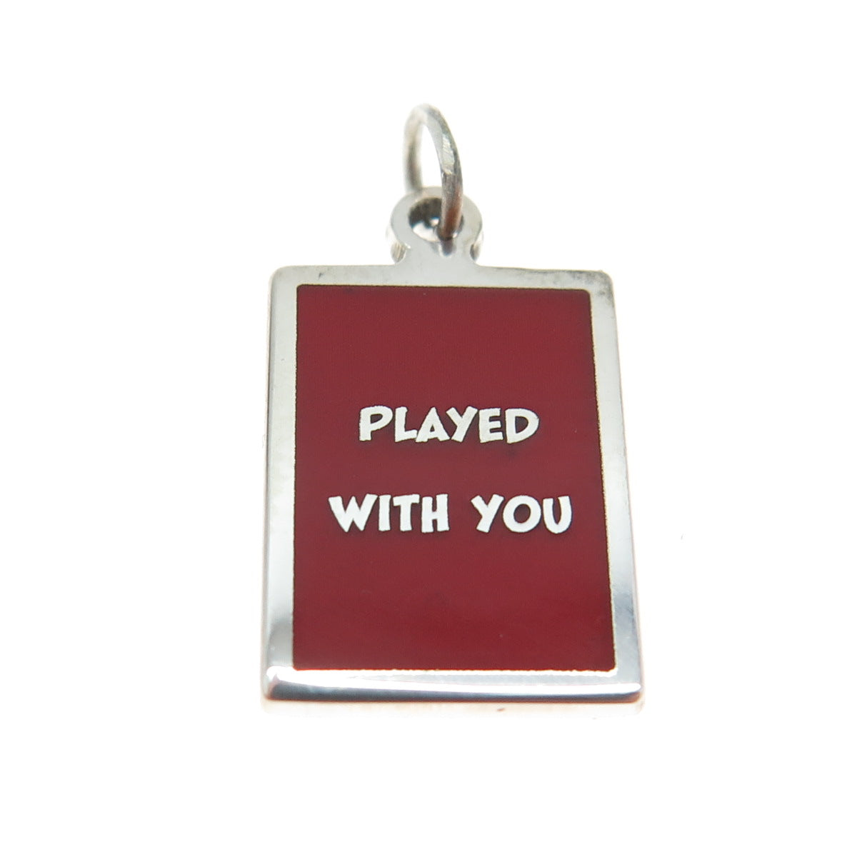 925 Sterling Silver Red Enamel "Played With You" Minimalist Charm Pendant