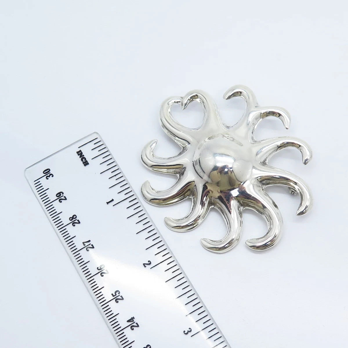 925 Sterling Silver Vintage Mexico Sun Modernist Pin Brooch