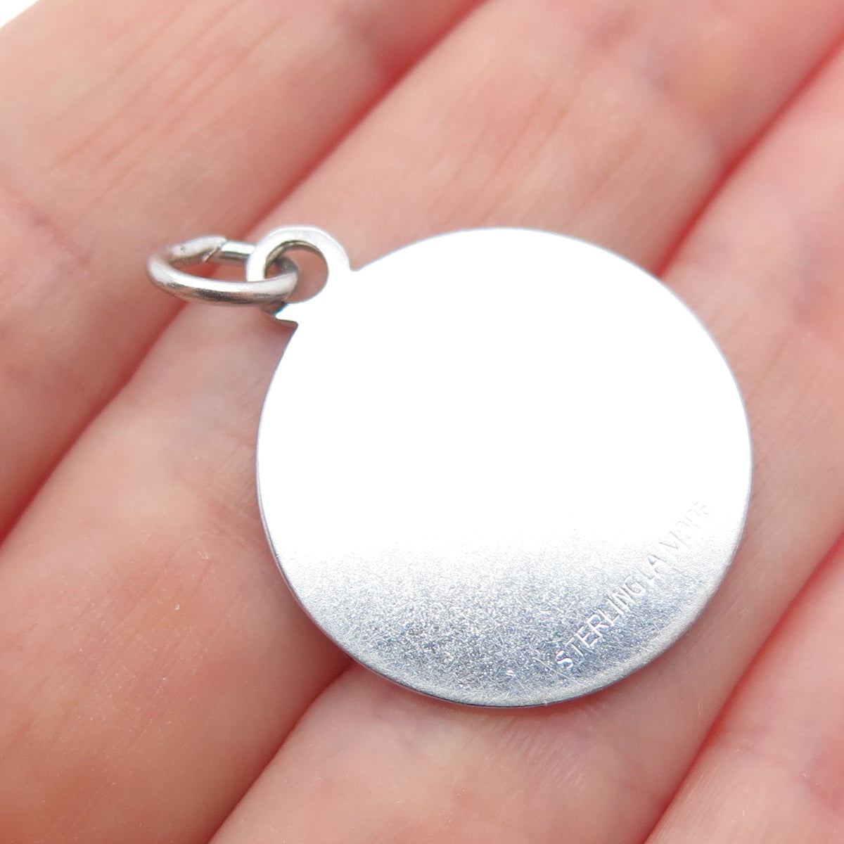LAMODE 925 Sterling Silver Vintage Round Tag Charm Pendant