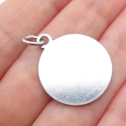 LAMODE 925 Sterling Silver Vintage Round Tag Charm Pendant