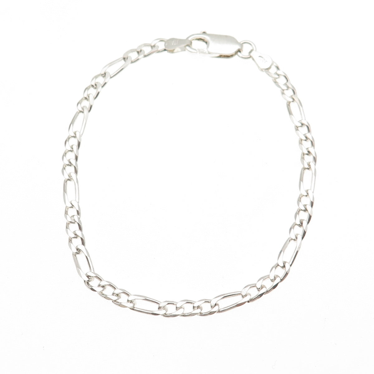 925 Sterling Silver Vintage Italy Figaro Link Bracelet 7.25"