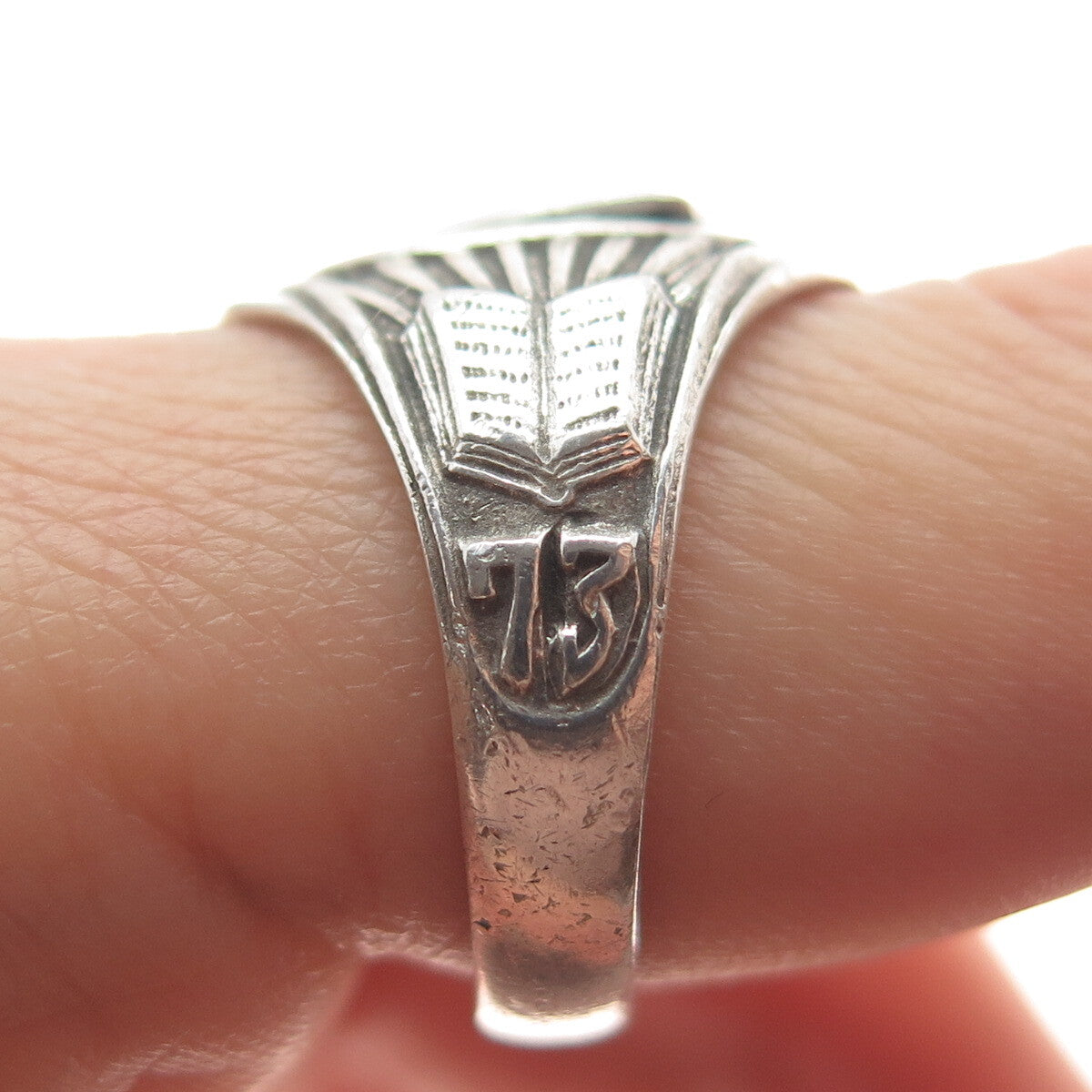 REED & CO NYC 925 Sterling Vintage 1973 Enamel JHS Shallow School Ring Size 8.5
