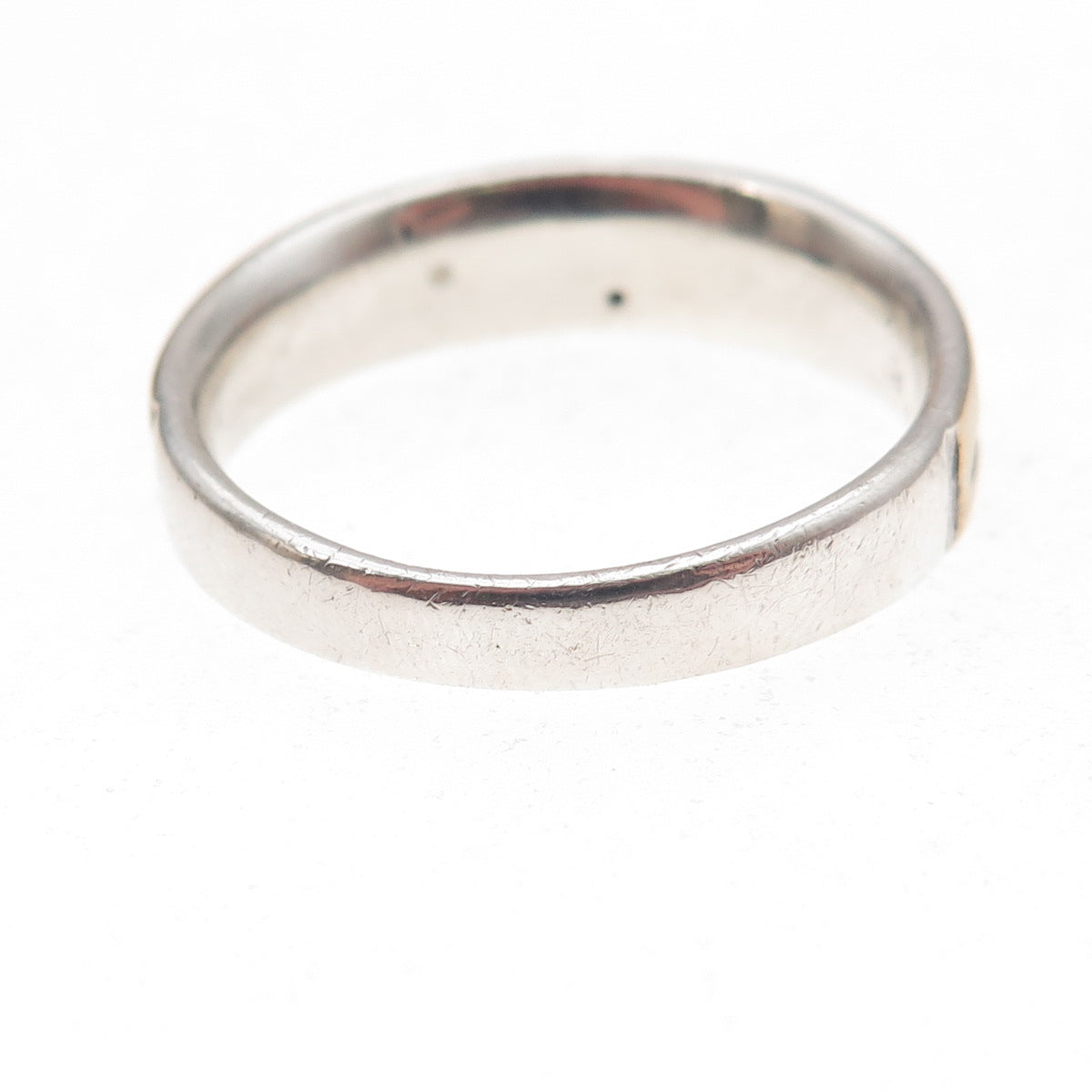 925 Sterling Silver 10K Gold Real Round-Cut Diamond Band Ring Size 11