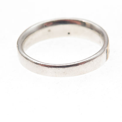 925 Sterling Silver 10K Gold Real Round-Cut Diamond Band Ring Size 11