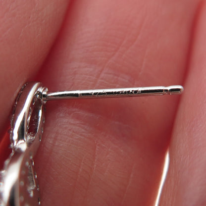 925 Sterling Silver Round-Cut Pink & White C Z Infinity Earrings