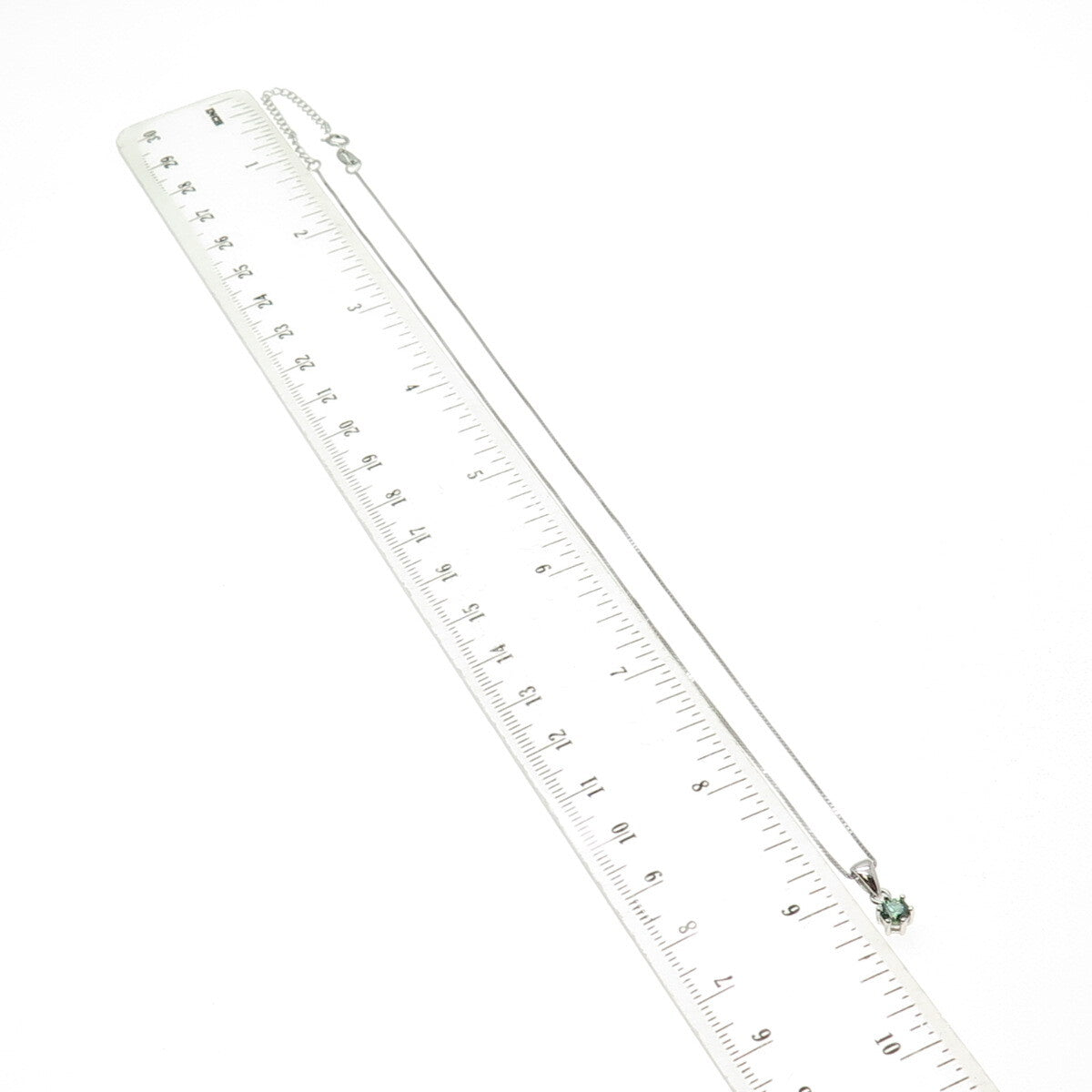 925 Sterling Silver Swarovski Green-Crystal Box Chain Necklace 16-18"