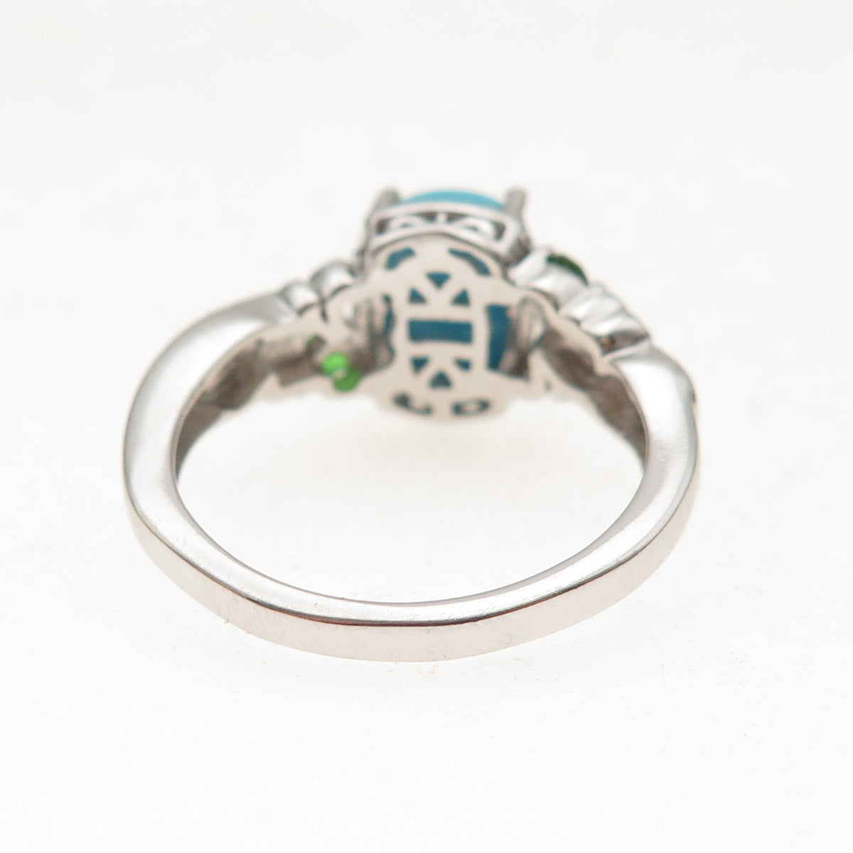 Chuck Clemency 925 Sterling Silver Real Turquoise & Peridot Ring Size 8.25