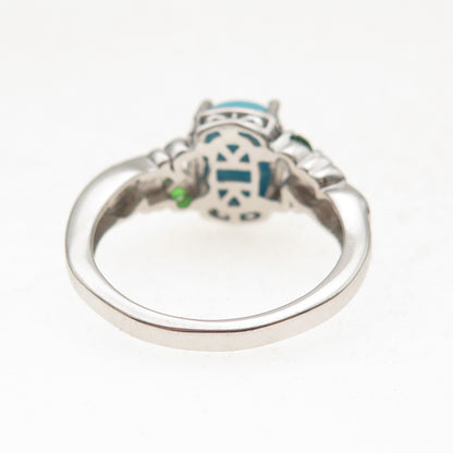 Chuck Clemency 925 Sterling Silver Real Turquoise & Peridot Ring Size 8.25