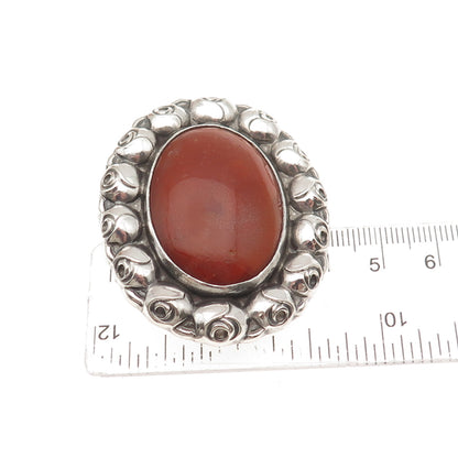 Anton Michelsen 925 Sterling Silver Vintage Denmark Real Amber Rose Pin Brooch