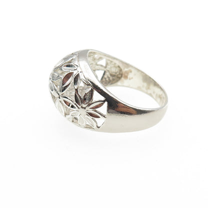 925 Sterling Silver Vintage Flower Dome Ring Size 7.25