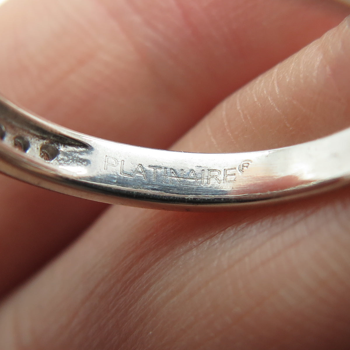 SK9 Allure Gems Platinaire Sterling Silver Diamond Half Eternity Ring Size 6.25