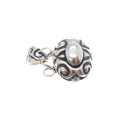 925 Sterling Silver Vintage Modernist Ornate Oxidized Charm Pendant
