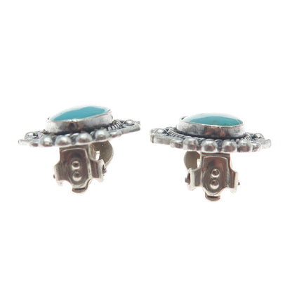 MAISELS INDIAN TRADING Old Pawn 925 Sterling Bisbee Turquoise Clip On Earrings