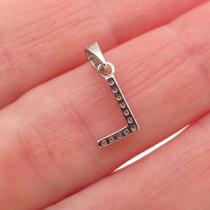 925 Sterling Silver Round-Cut C Z Letter L Initial Mini Charm Pendant