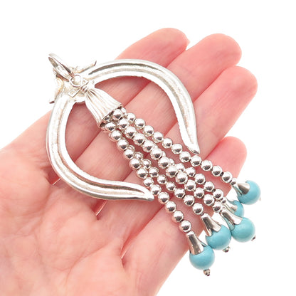 Carolyn Pollack Old Pawn Sterling Vintage Turquoise Naja Overlay Tassel Pendant