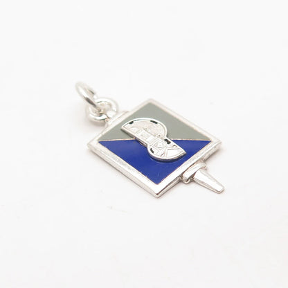 925 Sterling Silver Vintage D.G. Elsen Enamel Church Pendant