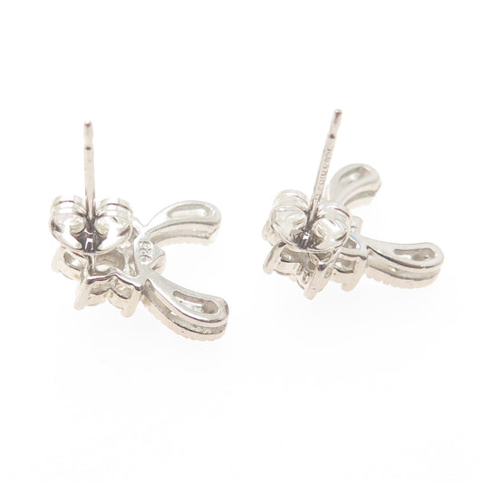 ROSS SIMONS 925 Sterling Silver Round-Cut C Z Floral Stud Earrings