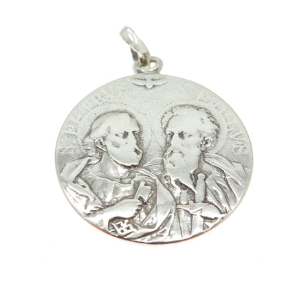 900 Silver Antique Art Deco Pope Pius X Saint Peter and Saint Paul Medal Pendant