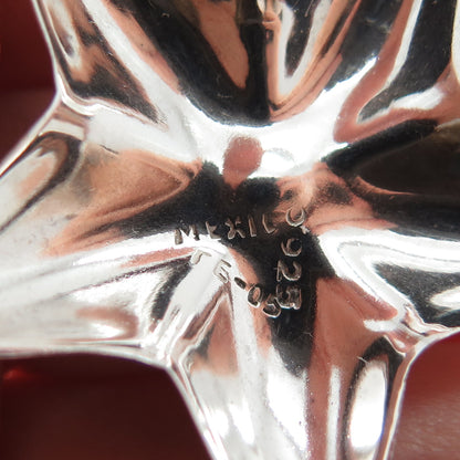 925 Sterling Silver Vintage Mexico Modernist Puffy Star Dangle Earrings