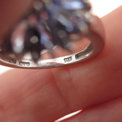 Chuck Clemency 925 Sterling Silver Real Tanzanite Floral Ring Size 6