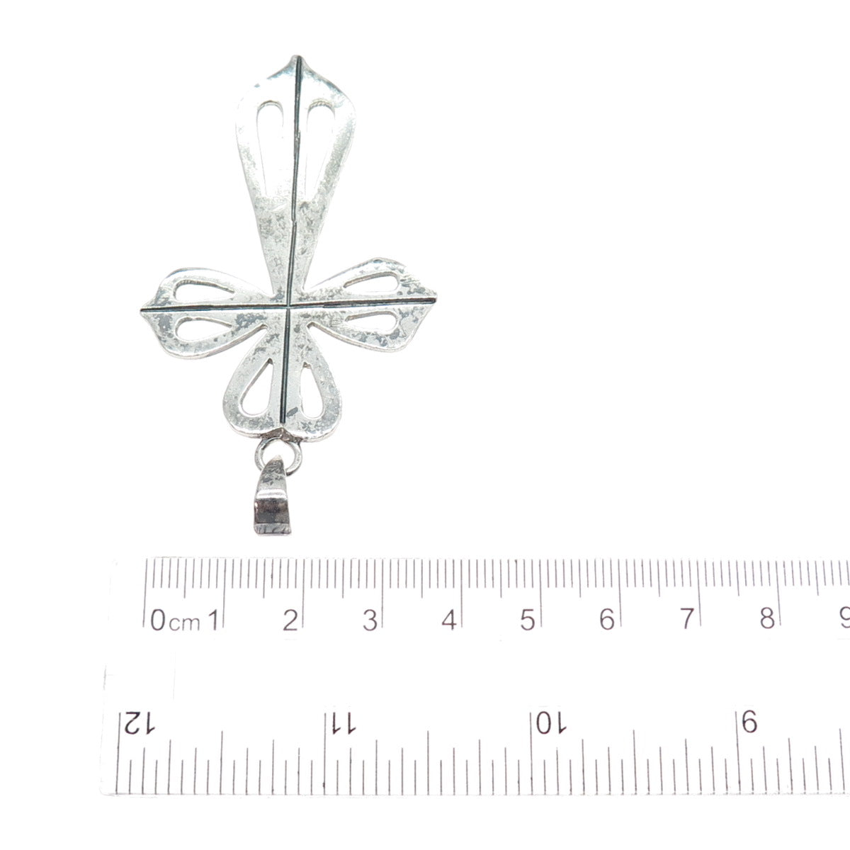 925 Sterling Silver Vintage Mexico Cross Oxidized Pendant