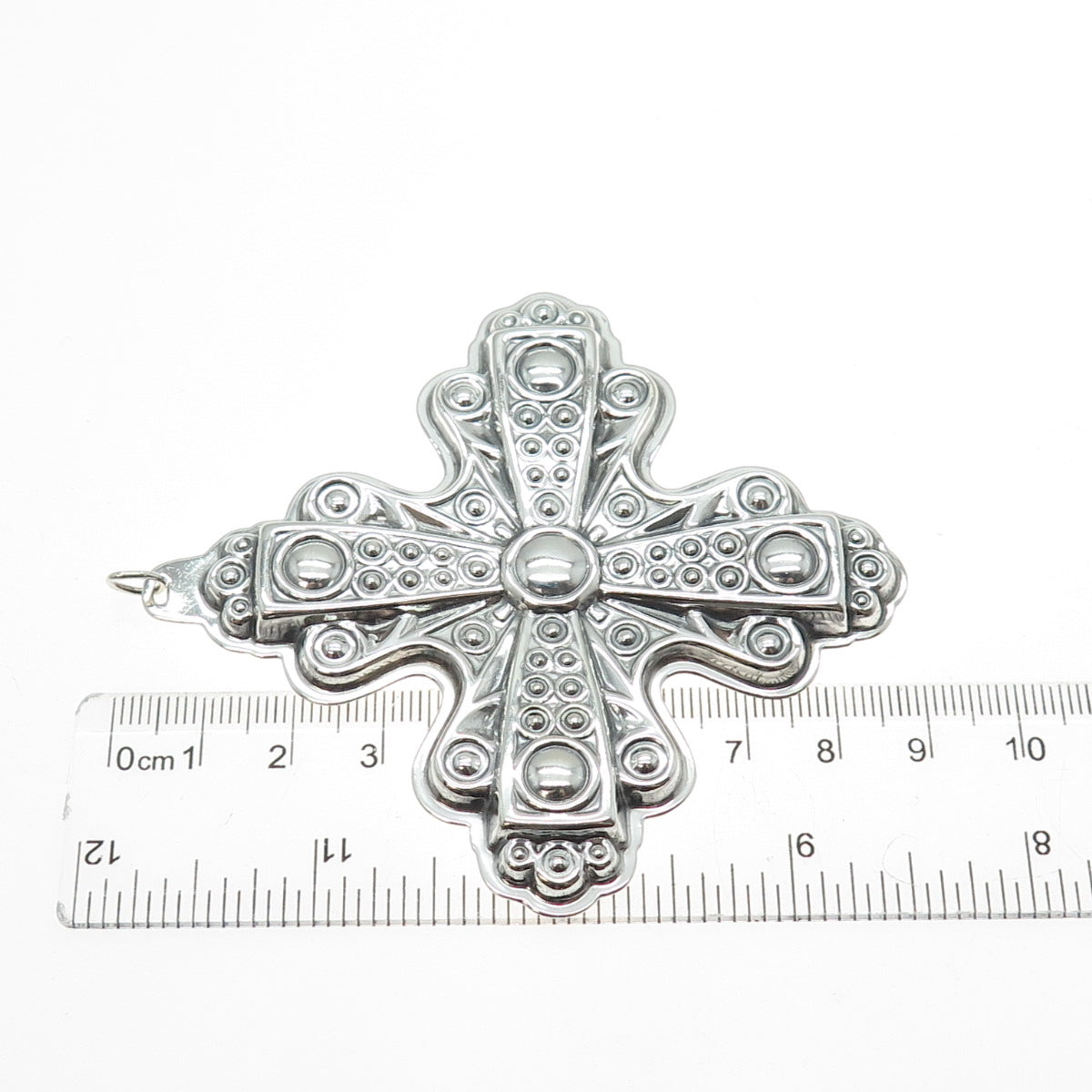 REED & BARTON 925 Sterling Silver Vintage 1972 Christmas Cross Oxidized Ornament