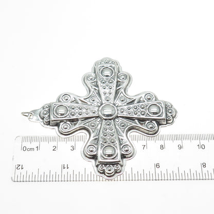 REED & BARTON 925 Sterling Silver Vintage 1972 Christmas Cross Oxidized Ornament
