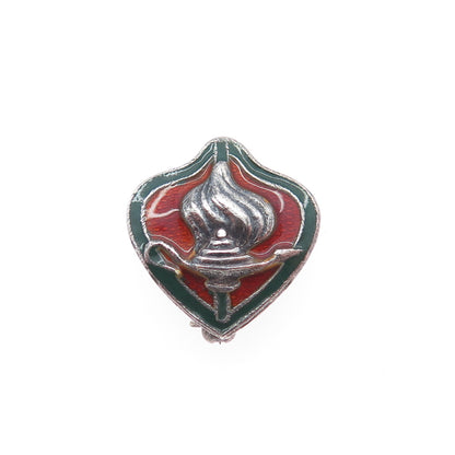 925 Sterling Silver Antique Art Deco Enamel Aladdin's Lamp Oxidized Pin Brooch