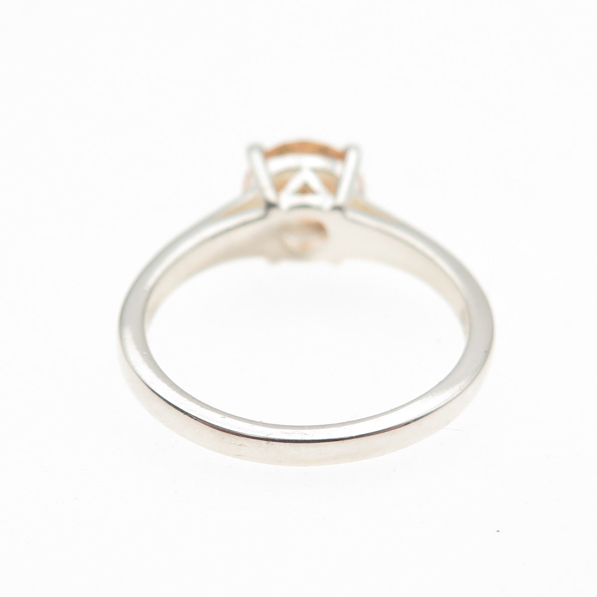 D'JOY 925 Sterling Silver Round-Cut Champagne C Z Ring Size 5.25