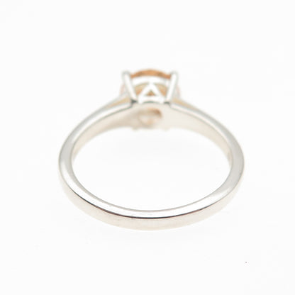 D'JOY 925 Sterling Silver Round-Cut Champagne C Z Ring Size 5.25