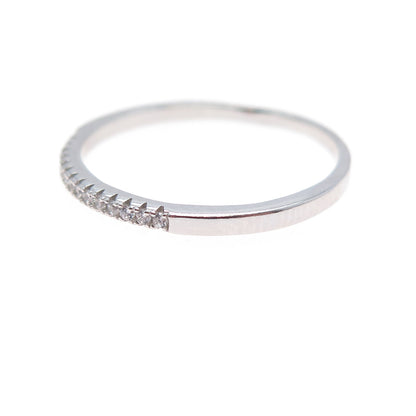 925 Sterling Silver Round-Cut C Z Half Eternity Stackable Band Ring Size 8