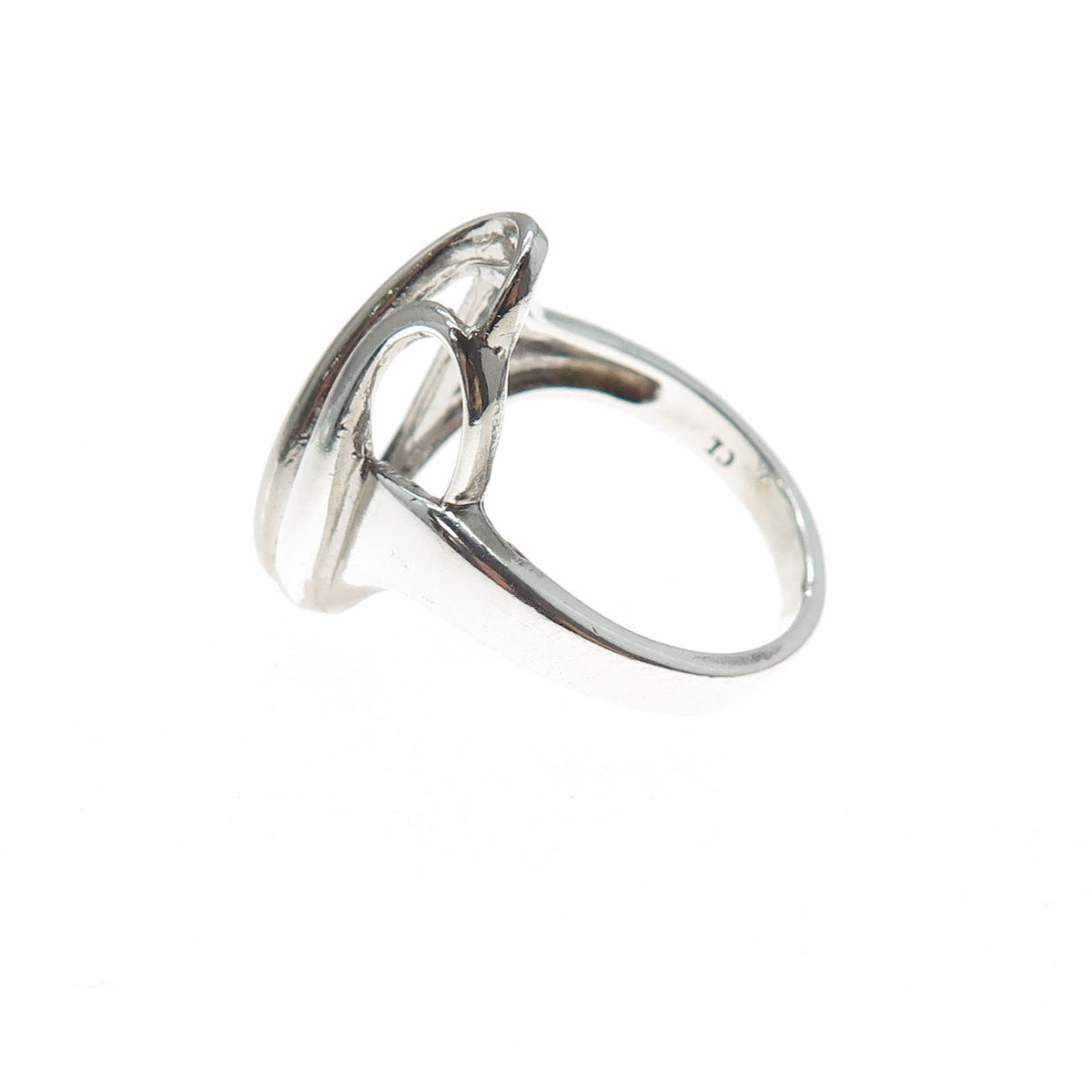 925 Sterling Silver Vintage Modernist Swirl Ring Size 6.75